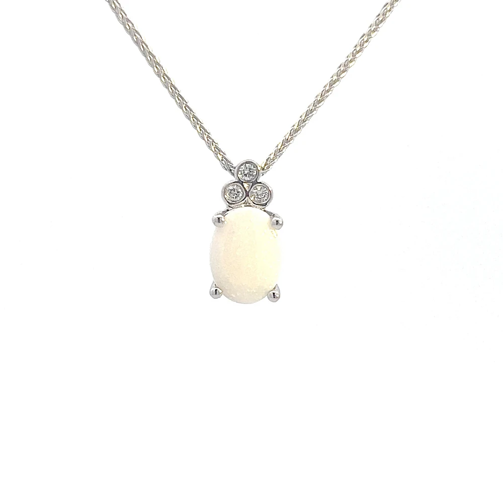 10K Gold Opal and Diamond Pendant