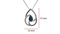 10K White Gold 0.60cttw Genuine Sapphire & 0.10cttw Diamond Pendant, 18"