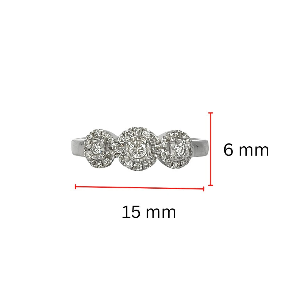 10K White Gold 0.25cttw Round Brilliant Cut 3 Stone Halo Diamond Ring - / 4.5