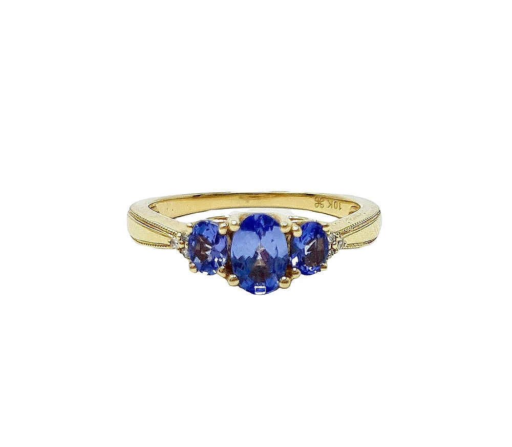 10K Yellow Gold Tanzanite & Diamond Ring, size 7