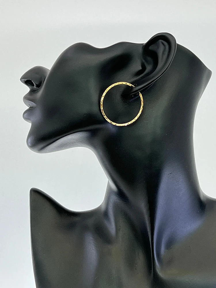 10K Yellow Gold 35mm Sleeper/Keeper/Hoop Earrings