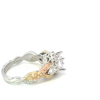 14K Tri Tone Round Brilliant Cut Diamond Ring - Mount Only (No centre diamond) / Gold