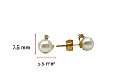 14K Gold 5.5-6mm Cultured Pearl and 0.02cttw Diamond Earrings with Butterfly Backs