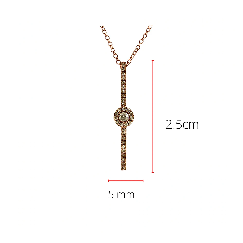 14K Rose Gold 0.13cttw Diamond Pendant, 18"