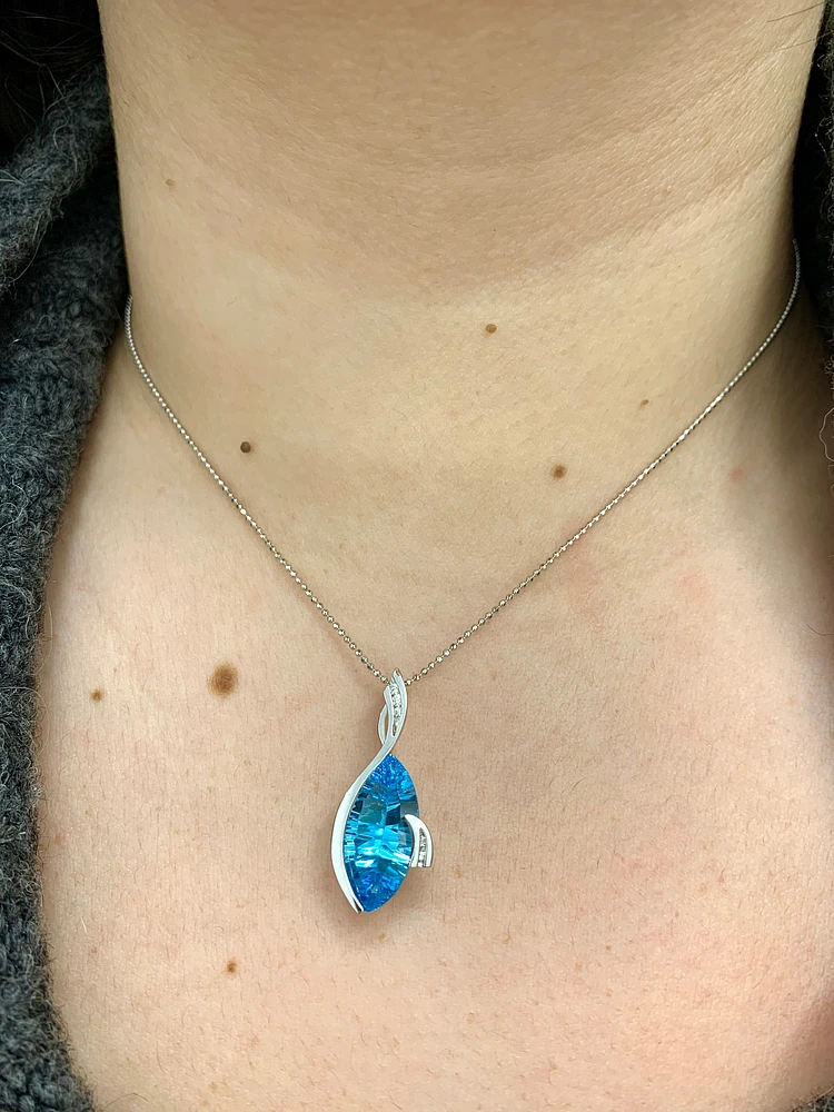 Blue Topaz and Diamond Pendant