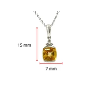 10K White Gold 1.00cttw Cushion Cut Citrine and 0.007cttw Diamond Pendant, 18"