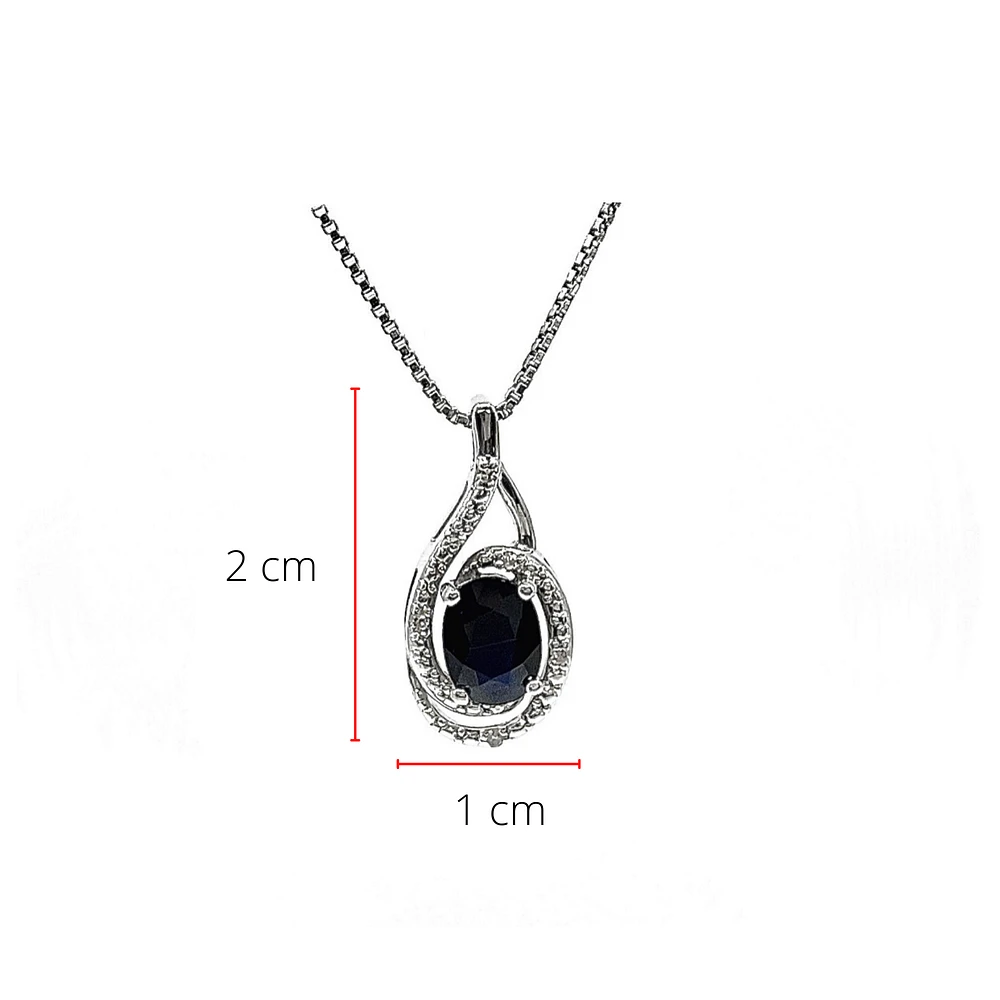 925 Sterling Silver Sapphire & Diamond Necklace