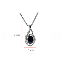 925 Sterling Silver Sapphire & Diamond Necklace