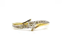 10K Yellow Gold 0.10cttw Illusion Setting Diamond Ring - /