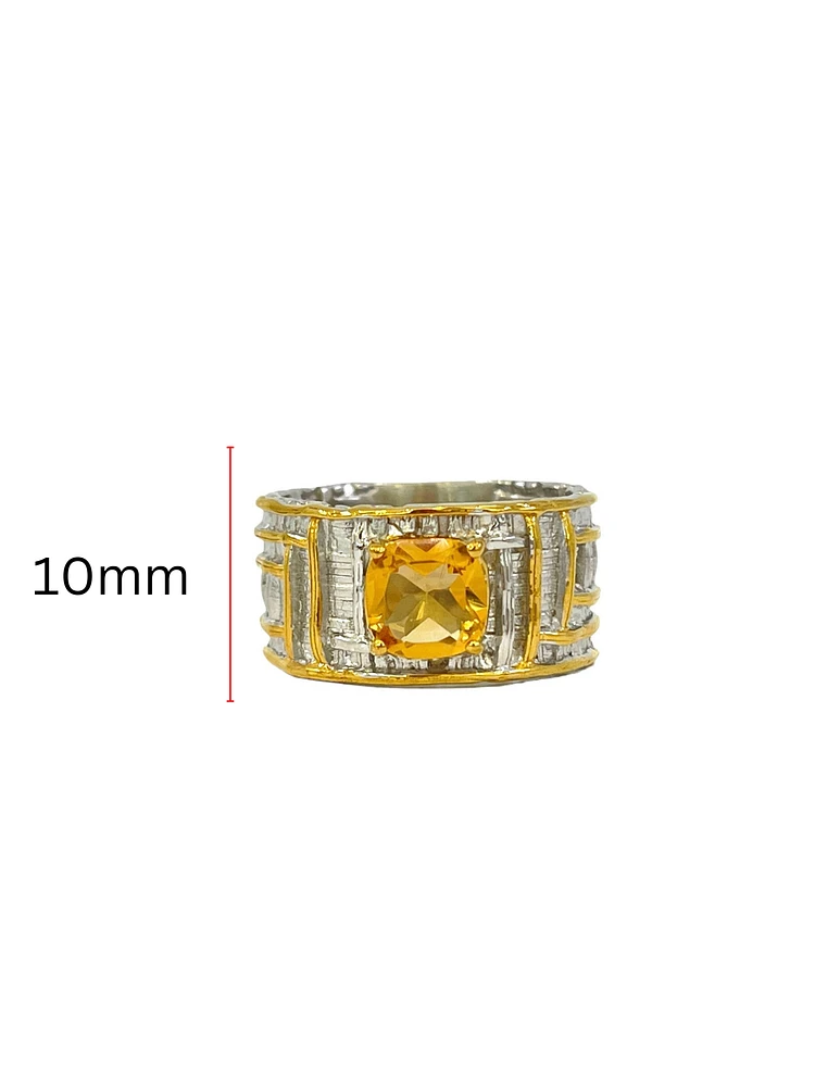 Silver and 18K Yellow Gold Plated 1.40cttw Citrine Ring, size 7