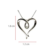 Sterling Silver 0.044cttw Diamond Heart Necklace, 18"