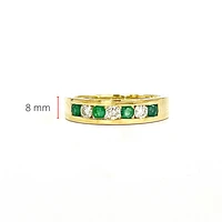 10K Yellow Gold 0.25cttw Genuine Emerald & 0.18cttw Diamond Channel Set Ring / Band - 5