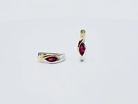 10K 2 Tone Gold Genuine Ruby Earrings