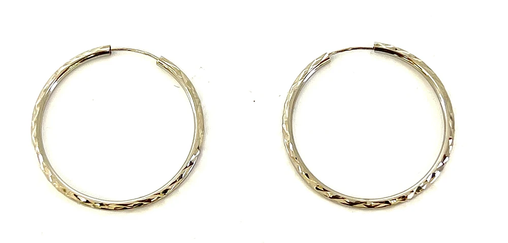 10K White Gold 22mm Sleeper/Keeper/Hoop Earrings
