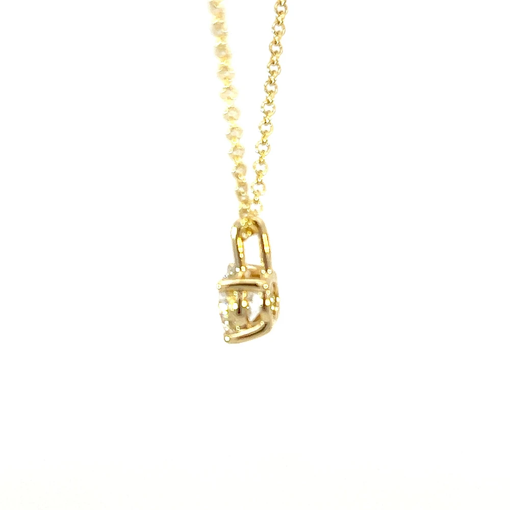 14K Yellow Gold Lab Grown 0.52cttw Round Brilliant Cut Diamond Claw Set Pendant