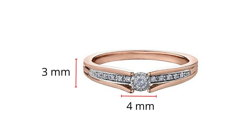 10K Rose Gold 0.10cttw Diamond Ring - Size 6.5