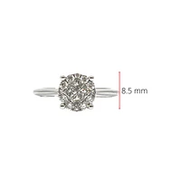 14K White Gold 0.47cttw Diamond Halo Engagement Ring, size 6.5