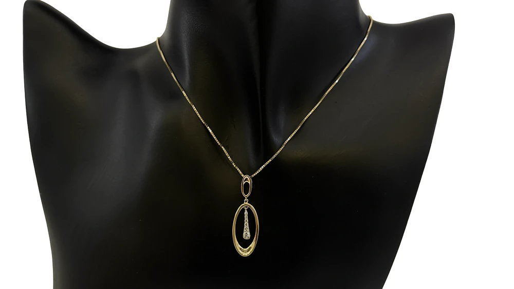 10K Yellow Gold 0.10cttw Diamond Necklace, 18"