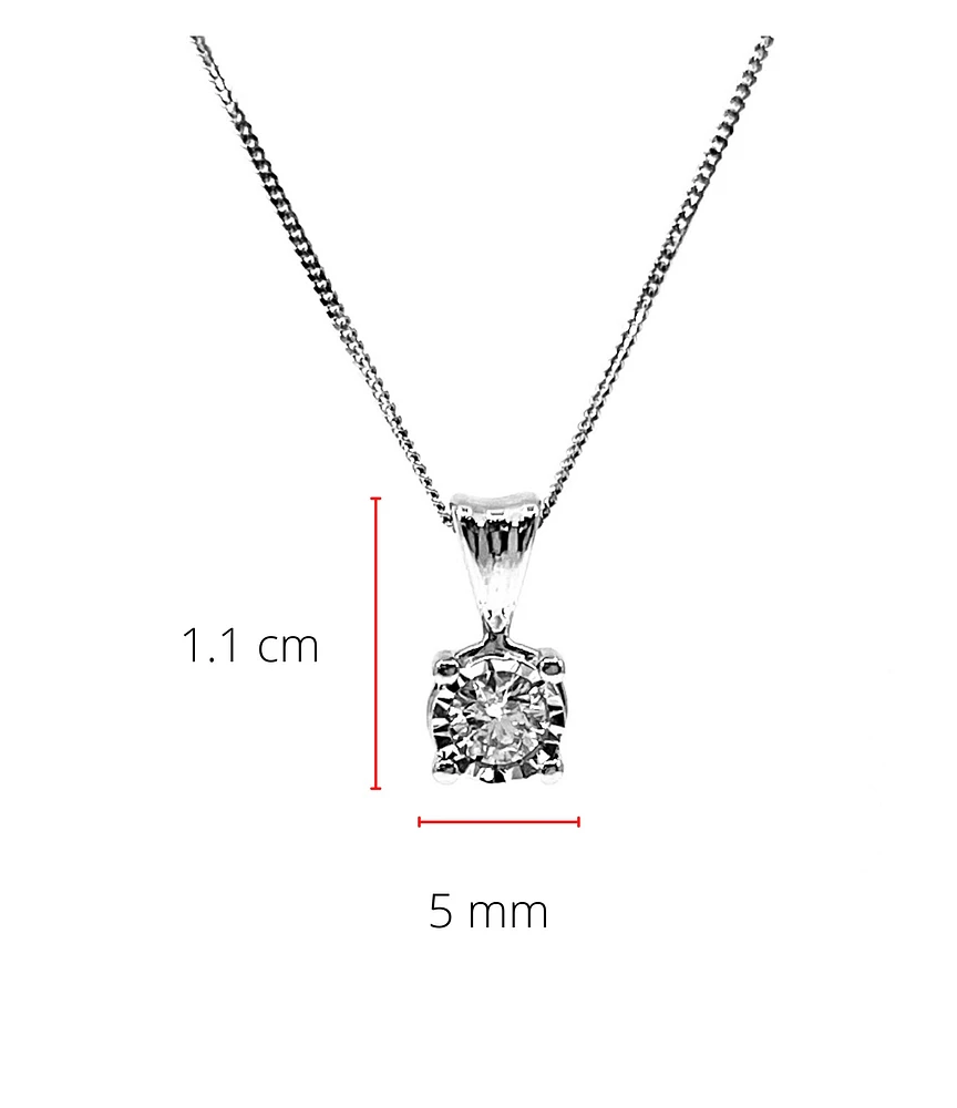 10K White Gold 0.20cttw Diamond Solitaire Pendant, 18"