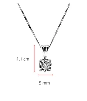 10K White Gold 0.20cttw Diamond Solitaire Pendant, 18"
