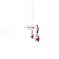 10K Yellow Gold Genuine Garnet & 0.025cttw Diamond Earrings