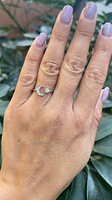 14K White Gold 0.06cttw Diamond Moon & Star Ring, size 6.5
