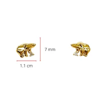 14K Yellow Gold 0.06cttw Diamond Ice Bear Earrings with Butterfly Backs - 11mm x 7mm