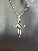 10K White Gold 0.05cttw Diamond Cross Necklace, 18"