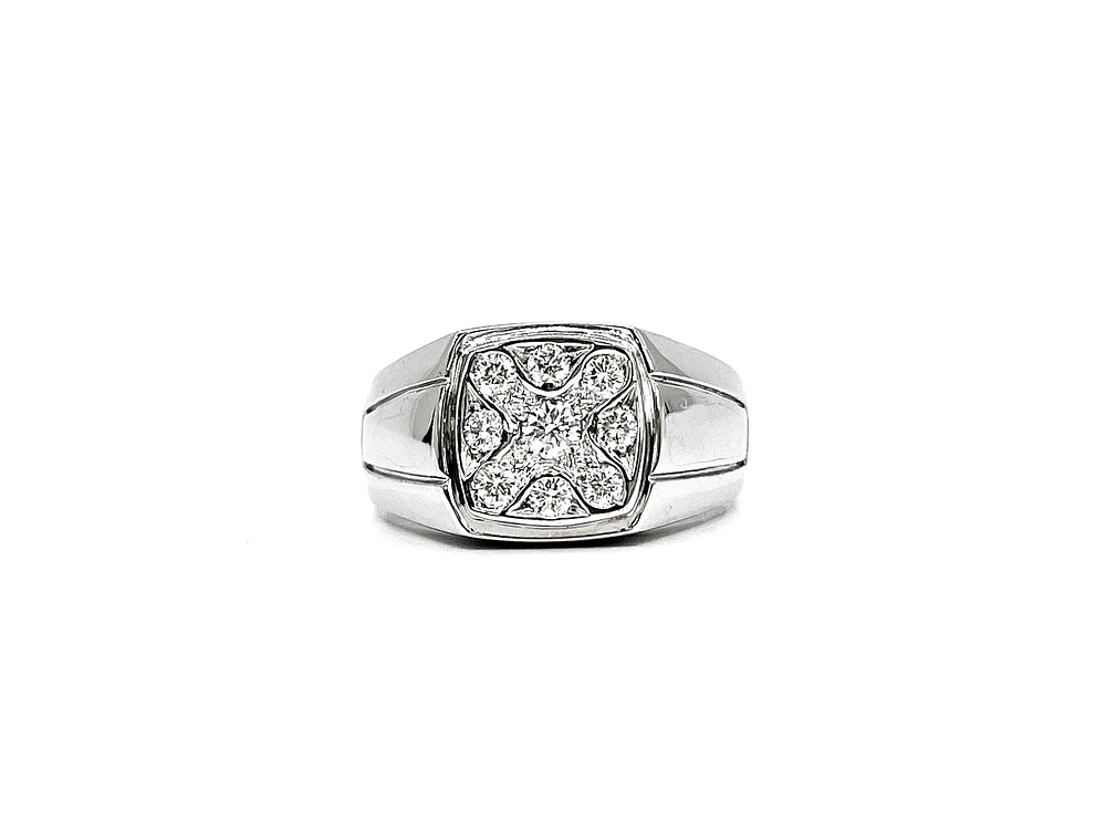 14K White Gold 0.50cttw Diamond Gents Ring, size 10