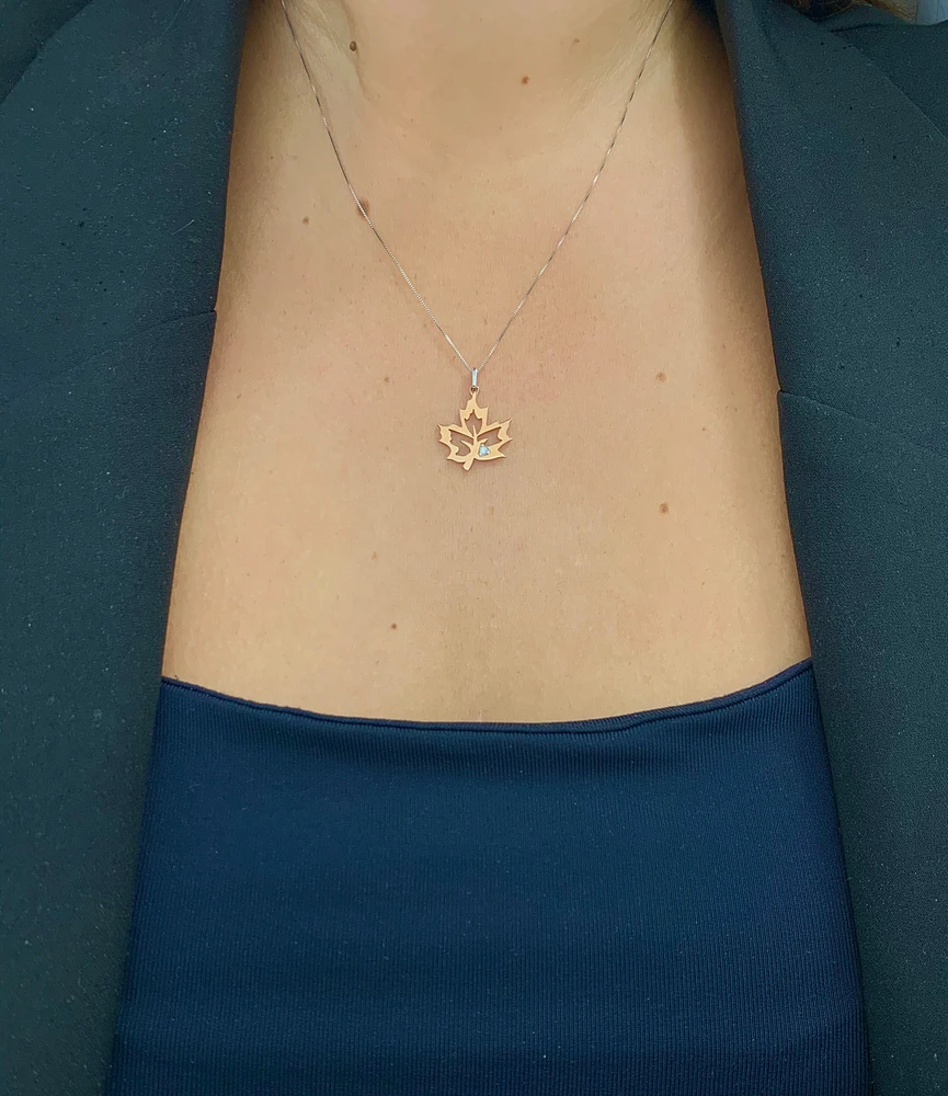10K Rose Gold 0.02cttw Canadian Diamond Pendant, 18"