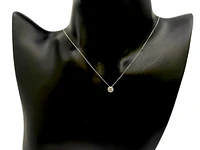 10K White Gold 0.20cttw Bezel Set Diamond Pendant, 18"