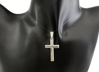 925 Sterling Silver 34mm x 20mm Hollow Pyramid Style Cross Charm
