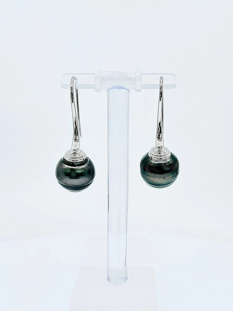 Silver Genuine Tahitian Pearl Earring