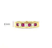 10K Yellow Gold 0.28cttw Genuine Ruby & 0.18cttw Diamond Channel Set Ring / Band, size 6.5