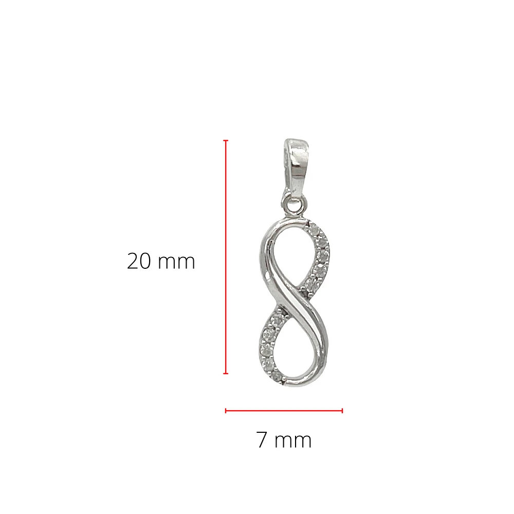 10K White Gold Infinity Cubic Zirconia Charm - 21mm x 5mm