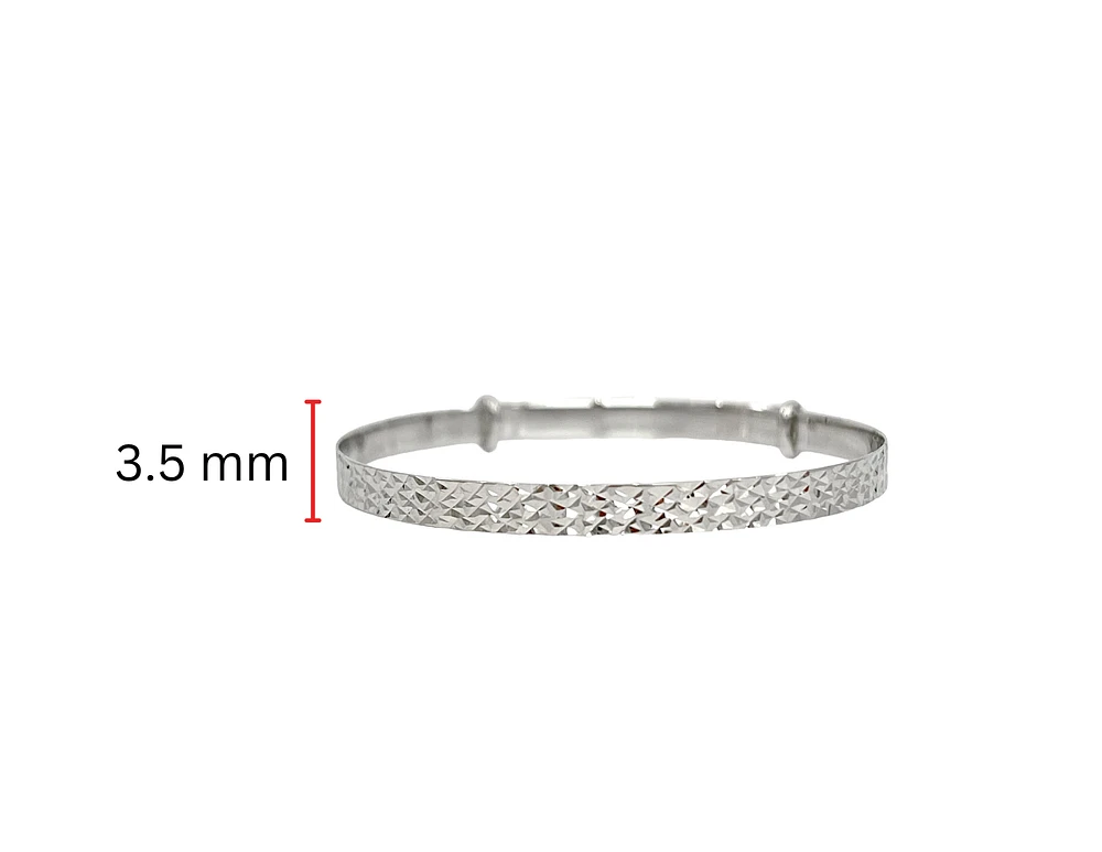 10K White Gold Diamond Cut Baby Bangle