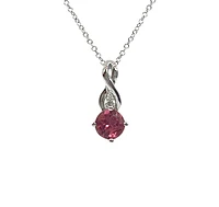 10K White Gold 0.45cttw Pink Tourmaline and 0.01cttw Diamond Pendant, 18"