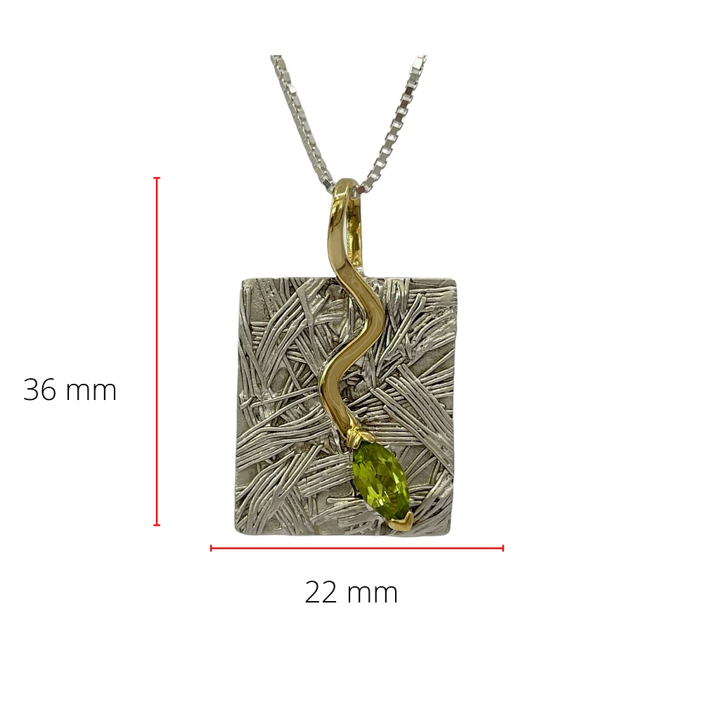 Sterling Silver & 18K Yellow Gold Plated 1.10cttw Peridot Pendant, 18"