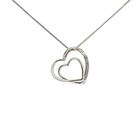 10K White Gold 0.05cttw  Diamond  Heart Pendant, 18"
