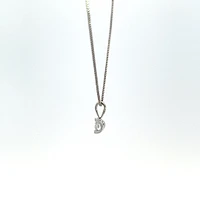 10K White Gold 0.04 cttw Diamond Solitaire Mezza Luna Pendant, 18"