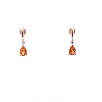 10K Yellow Gold Genuine Citrine & 0.025cttw Diamond Earrings