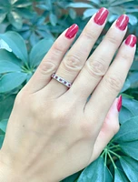 10K White Gold 0.40cttw Princess Cut Ruby and 0.28cttw Diamond Channel Set Ring - Size 7