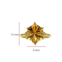 10K Yellow Gold 3.00cttw Genuine Citrine & 0.07cttw Diamond Ring, size 6.5