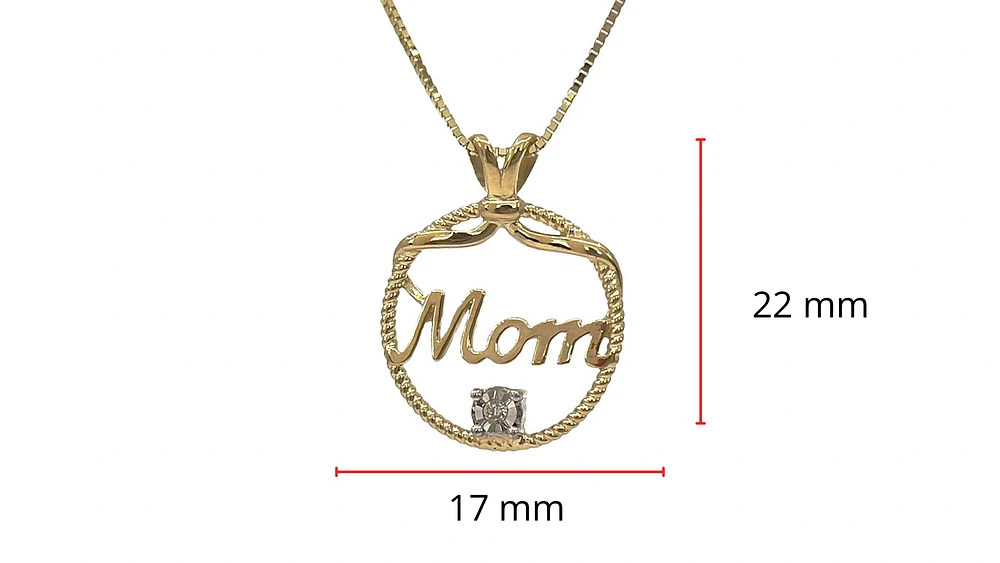 10K Yellow Gold 0.02cttw Diamond MOM Necklace - 18"