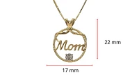 10K Yellow Gold 0.02cttw Diamond MOM Necklace - 18"