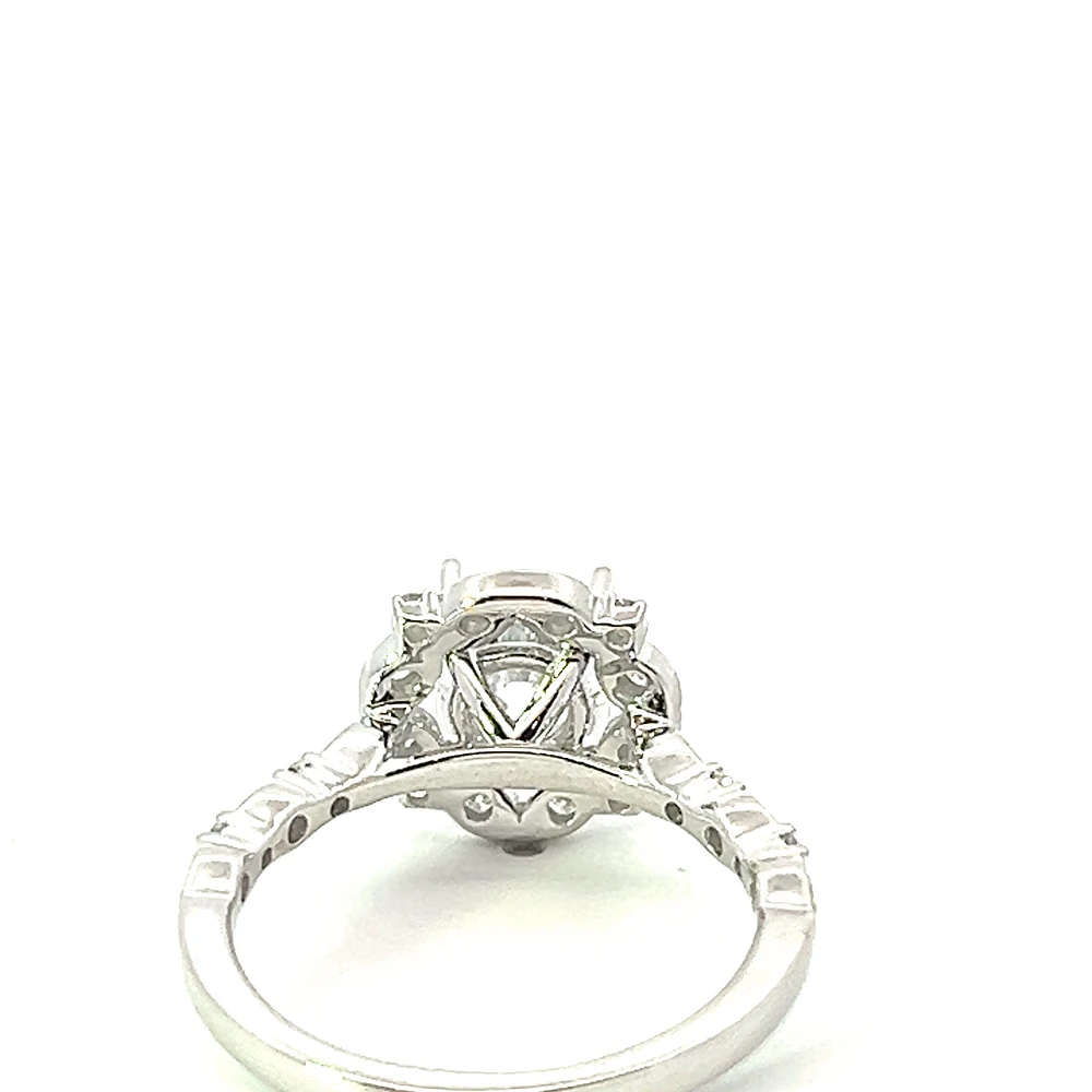 14K Round Brilliant Cut Halo Diamond Ring
