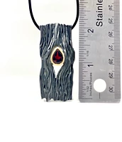 Silver and 18K Yellow Gold Plated Garnet Pendant, 18"
