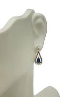 10K White Gold 0.70cttw Genuine Sapphire and 0.08cttw Diamond Dangle Earrings