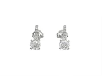 925 Sterling Silver 5.5mm Cubic Zirconia Earrings - 14.5mm x 5.5mm
