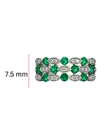 14K White Gold 0.53cttw Emeralds and 0.20cttw Diamond Ring - Size 7